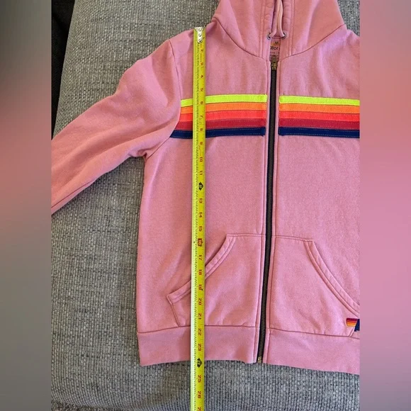 Aviator Nation 🌈 Pink Neon Stripe Zip Hoodie (M) & Sweatpants (XS) Set - Picture 6 of 10
